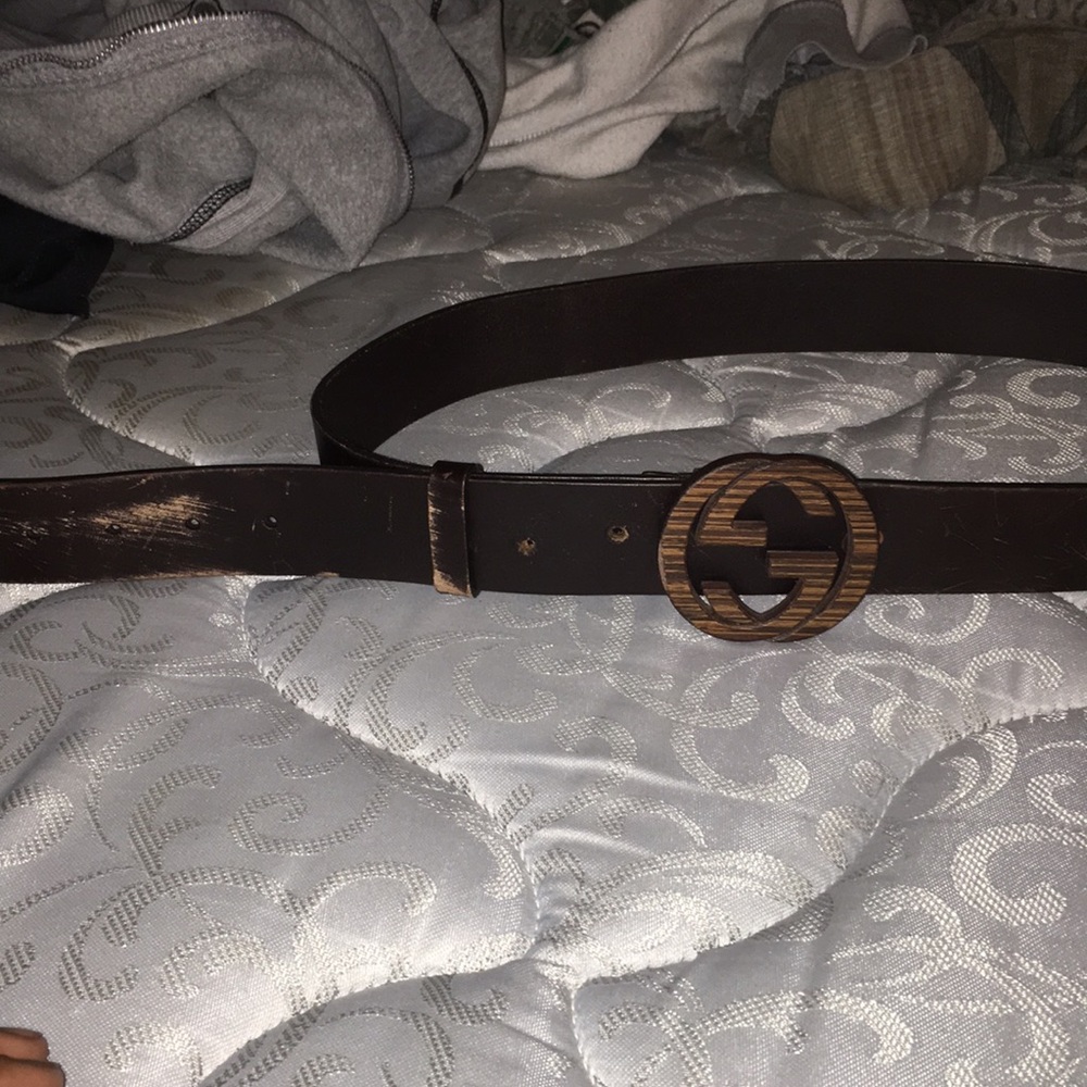 Wooden buckle Gucci belt